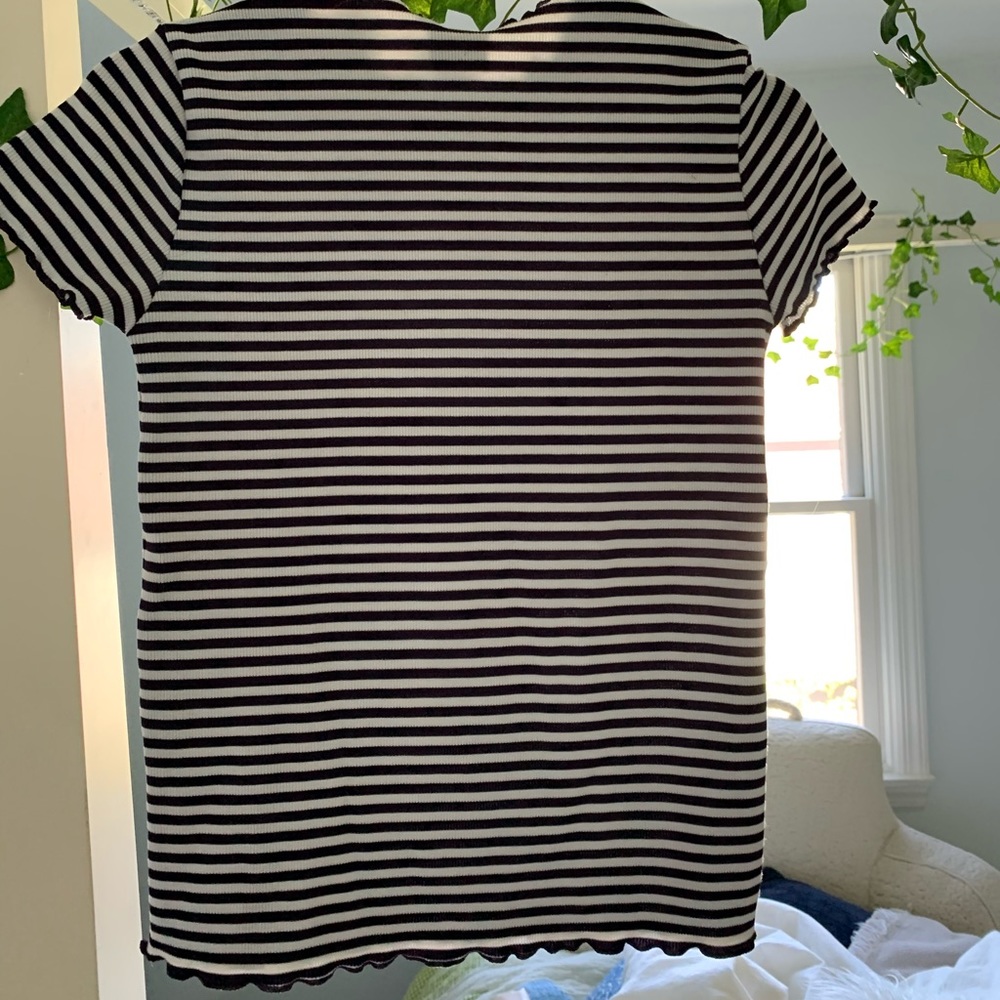 Navy and White Fitted Tee (Zara) - Picture 3 of 3